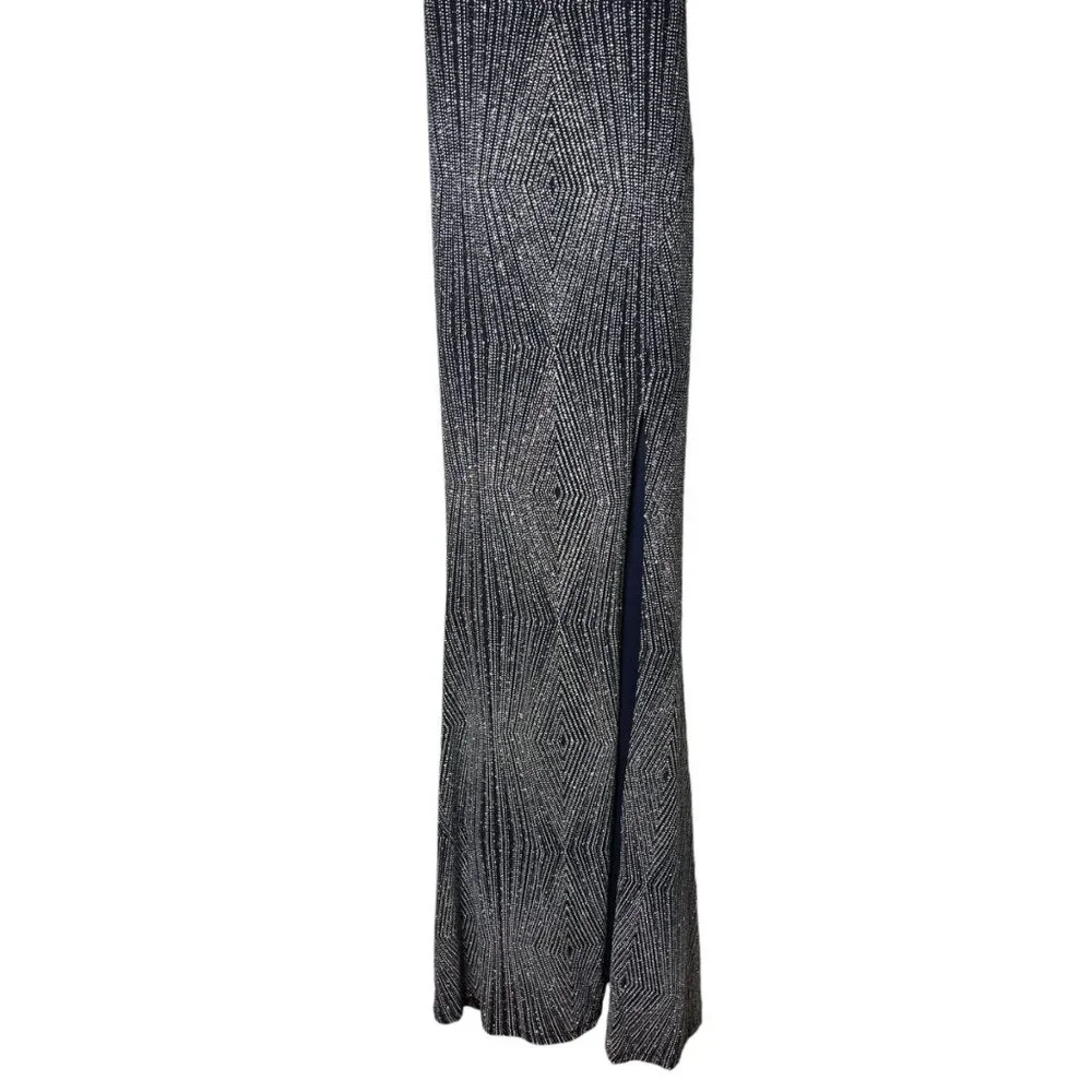 Trixxi Womens Black & White Geometric V-Neck Maxi Dress With Slit Size 1 - Picture 2 of 7